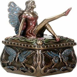 Ebros Gift Decorative Butterfly Fairy Jewelry Trinket Box Small 3.25" Height