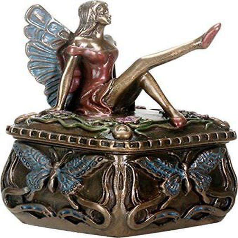 Ebros Gift Decorative Butterfly Fairy Jewelry Trinket Box Small 3.25" Height