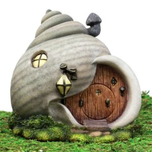 Ebros Gift Enchanted Fairy Garden Miniature Grey Helix Snail House Figurine 6.25"H Do It Yourself Ideas For Your Home