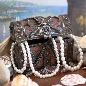 Ebros Kraken Octopus Pirate Haunted Chained Skull Treasure Chest Jewelry Box 5"L