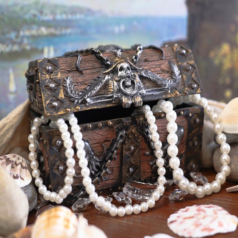 Ebros Kraken Octopus Pirate Haunted Chained Skull Treasure Chest Jewelry Box 5"L