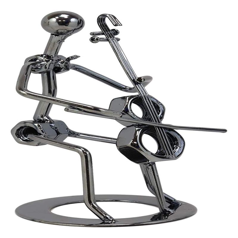 Music Instrument Cello Player Musician 3D Hand Sculpted Metal Art Decor