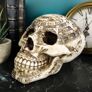 Ebros Aztec Nahuatl Codices Mexica Mesoamerican Calendar Tattoo Skull Decor Statue