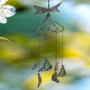 Ebros Cottage Garden Verdi Green Swallowtail Butterfly Aluminum Mobile Wind Chime