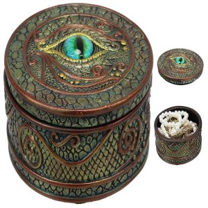 Ebros Eye Of The Dragon And Scales Decorative Round Trinket Jewelry Box Figurine 4"Dia