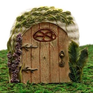 Ebros Fairy Garden Miniature Lavender Oak Tree House Door Figurine 4"H