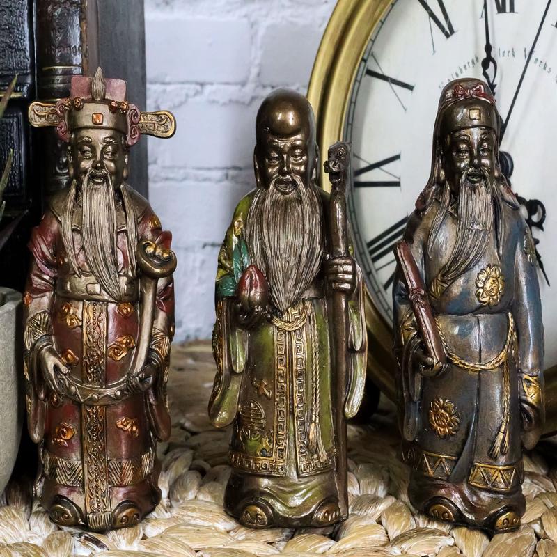 Ebros Feng Shui Fu Lu Shou Gods San Xing Three Celestial Stars Figurine Set of 3