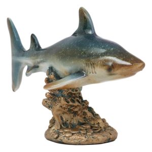 Ebros Gift 7" Long Ocean Marine Beach Coastal Predator Great White Shark Swimming Over Coral Reefs Statue Deep Blue Sea Apex Hunter Sharks Fish Figurine Home Decor