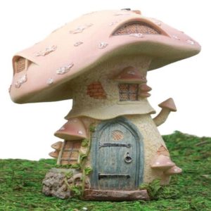 Ebros Gift Enchanted Fairy Garden Miniature Pink Mushroom House Figurine 7.5"H Do It Yourself Ideas For Your Home