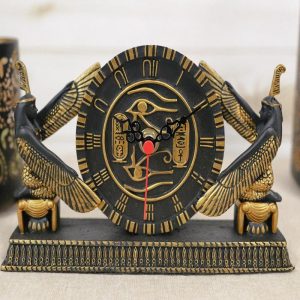 Ebros Egyptian Kneeling Goddess Maat Isis With Wedjat Table Clock Figurine 8" L