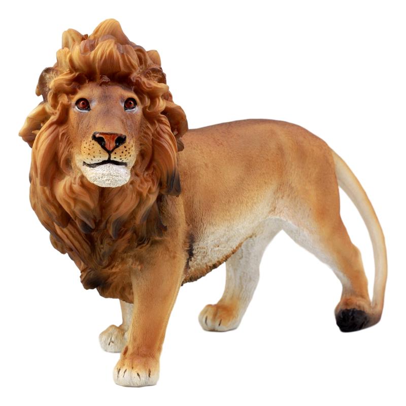 Ebros Gift African Wildlife King Lion Figurine 10.25"L Pride Rock Majestic Aslan Lion Statue Sculpture