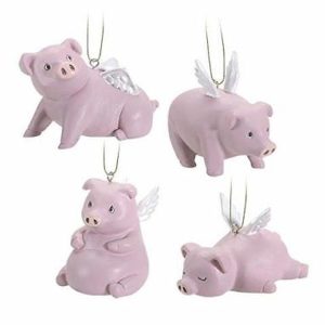 Ebros Gift Flying Pigs Pablo Set of 4 Hanging Ornaments Decorations Value Bundle