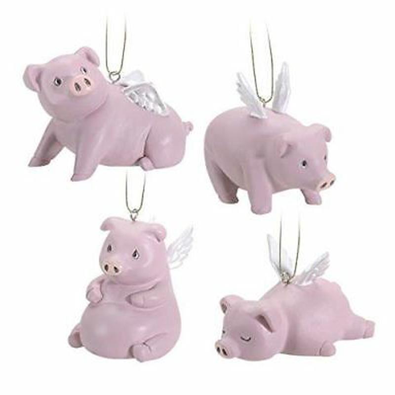 Ebros Gift Flying Pigs Pablo Set of 4 Hanging Ornaments Decorations Value Bundle