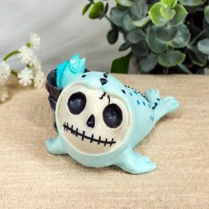 Ebros Gift Furrybones Rollie The Seal with A Bucket of Fish Collectible Small Sit Up Figurine