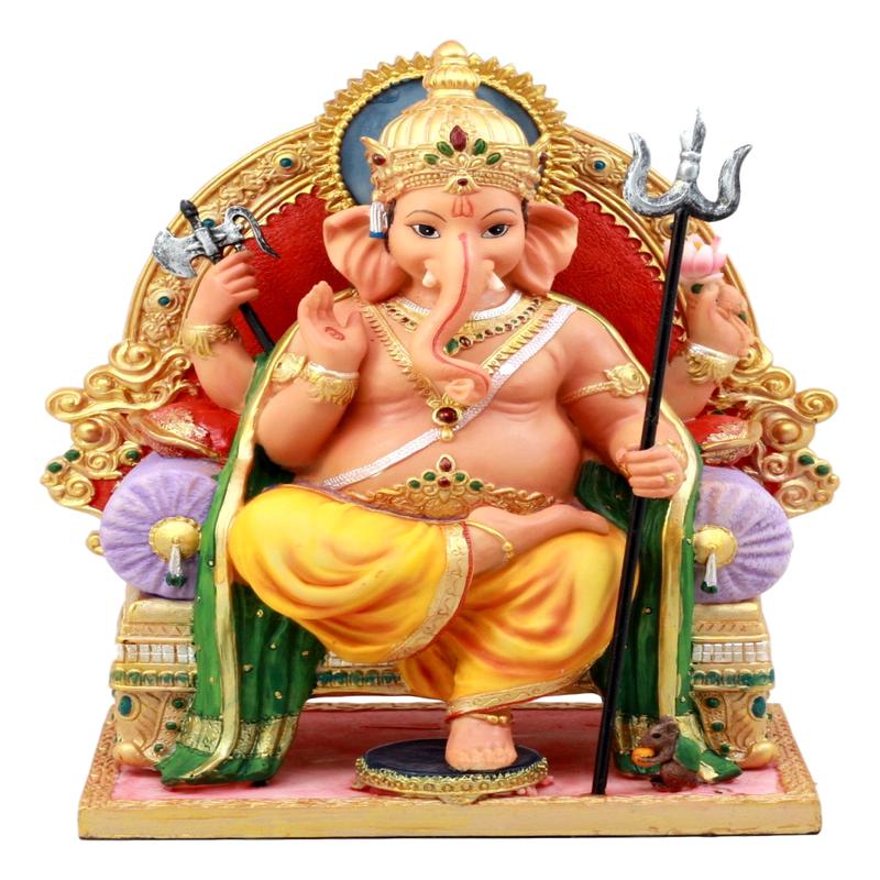 Ebros Gift Hindu Lord Ganesha Sitting On Throne Statue Elephant God Decorative Figurine