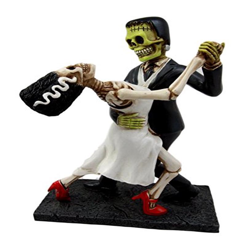 Ebros Wedding Foxtrot Dance Skeleton Frankenstein Skull Bride And Groom Figurine