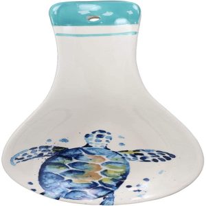 Ebros Blue And White Sea Turtle Ceramic Dinnerware (Kitchen Spoon Rest , 1 PC)