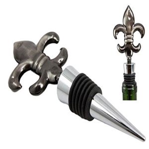 Ebros Gift Fleur De Lis Royal Emblem Kitchen Wine Bottle Topper Stopper Metal Rubber Cork Hosting Accessory