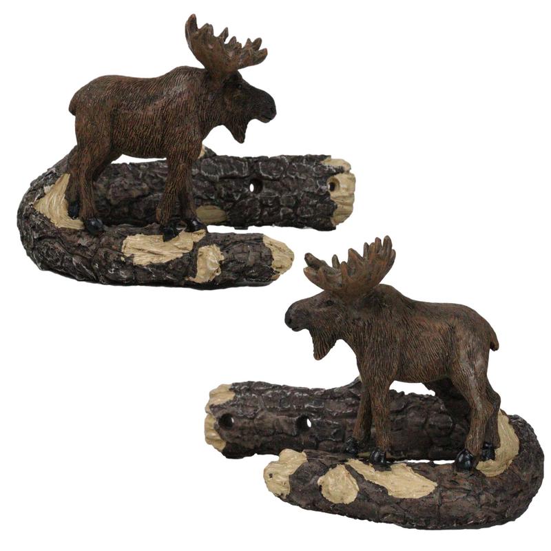 Set of 2 Rustic Western Bull Moose On Branch Drapery Curtain Holdback Tie Back