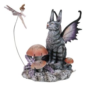 Whimsical Amy Brown Curious Encounter Fairy Tabby Cat With Pixie Fae Figurine