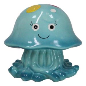 Whimsical Nautical Marine Blue Sea Jellyfish Money Coin Savings Piggy Bank
