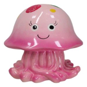 Whimsical Nautical Marine Pink Sea Jellyfish Money Coin Savings Piggy Bank