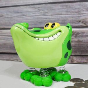 Whimsical Swamp Bayou Alligator Money Piggy Bank W/ Bobble Spring Legs Figurine
