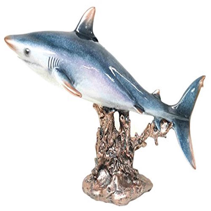 Ebros Gift Large 17"L Ocean Marine Beach Coastal Predator Great White Shark Statue Deep Blue Sea Figurine Home Decor