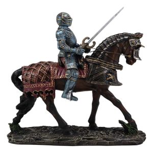 Ebros Gift Large Medieval Royal Suit of Armor European Knight with Long Sword Riding On Heavy Cavalry Horse Statue 12.75" Long