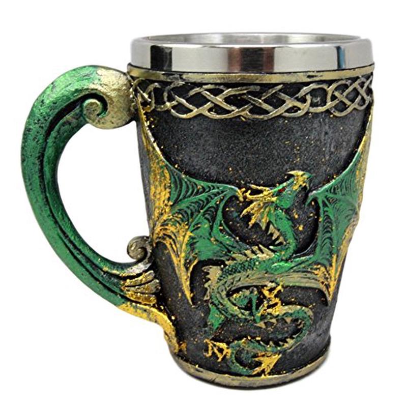 Ebros Gift Legendary Rising Sun Green Bahamut Dragon Beer Stein Tankard Coffee Cup Drink Mug 4.75"H