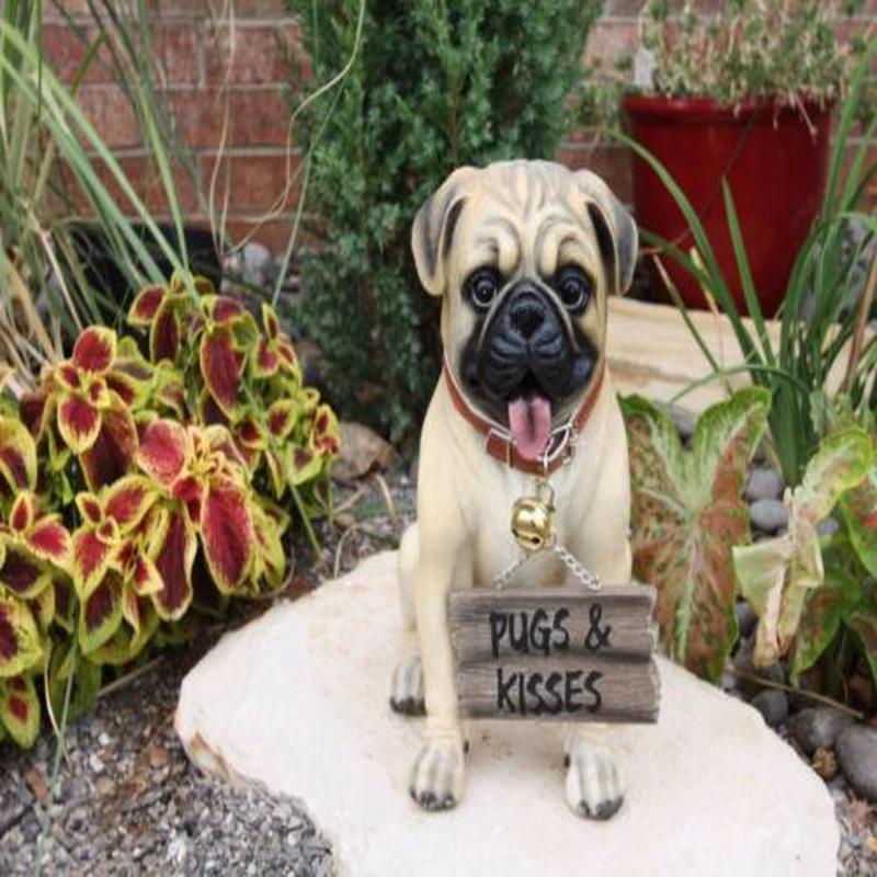 Ebros GiftLarge Adorable Pug Dog Garden Greeter Statue With Jingle Collar 11.25" Tall
