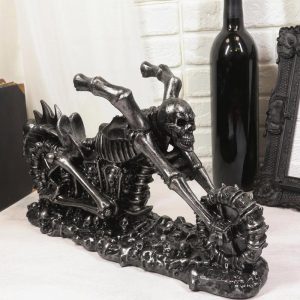 Ebros Hell Ghost Rider Skull Chopper Motorbike Wine Holder Figurine 15.25" L