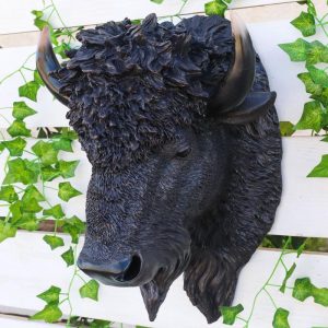 Ebros Large Bison Buffalo Hanging Wall Decor Sculpture Plaque Figurine 18.5" H