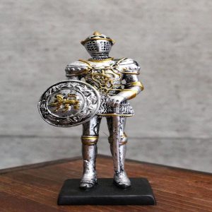 EbrosMedieval English Knight Dollhouse Miniature Figurine Lion Heraldry Suit Of Armor