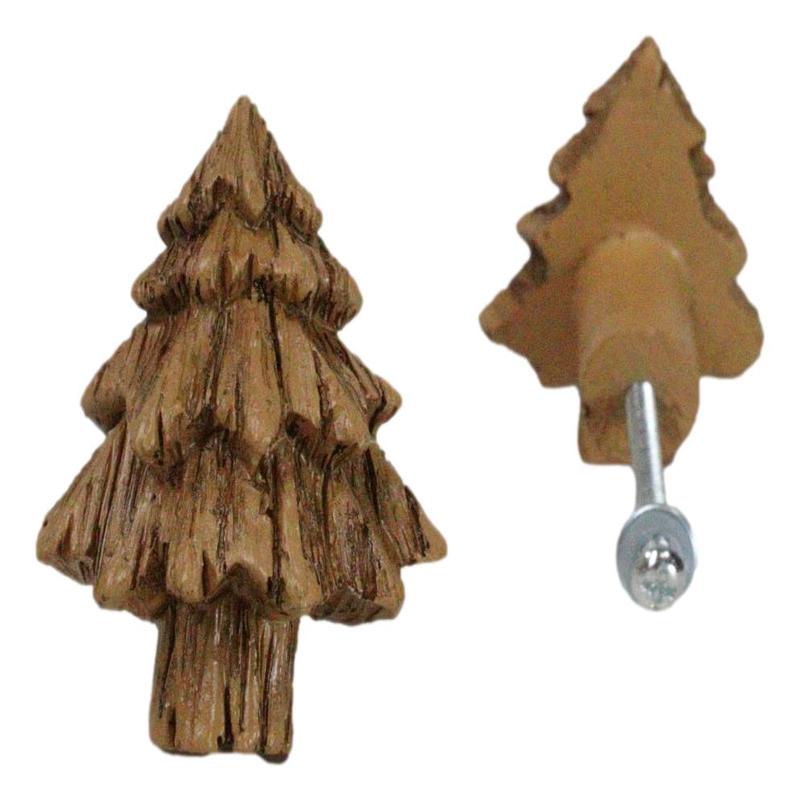 Set Of 4 Western Rustic Forest Pine Trees Faux Wooden Cabinet Door Pull Knobs
