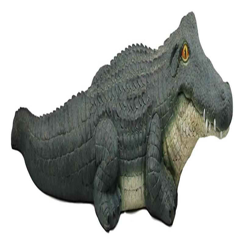 Ebros Gift Large Realistic Chubby Crocodile On Belly Garden Accent Statue Lake Home Patio Pool Exotic Decor of Alligators Crocodiles Caiman Gator Decorative Sculpture Figurine (31" Long)