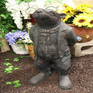 Ebros Gift Large Whimsical Genius Professor Einstein Mole with Glasses Garden Statue 26.25" Tall Resin in Aged Bronze Finish Rustic Fairy Tale Moles Patio Pool Lawn Outdoors Decorative Sculpture