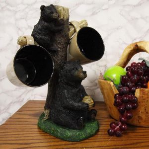 Ebros Large Rustic Mother Bear With Honeycomb And Climbing Cub Mug Tree Statue