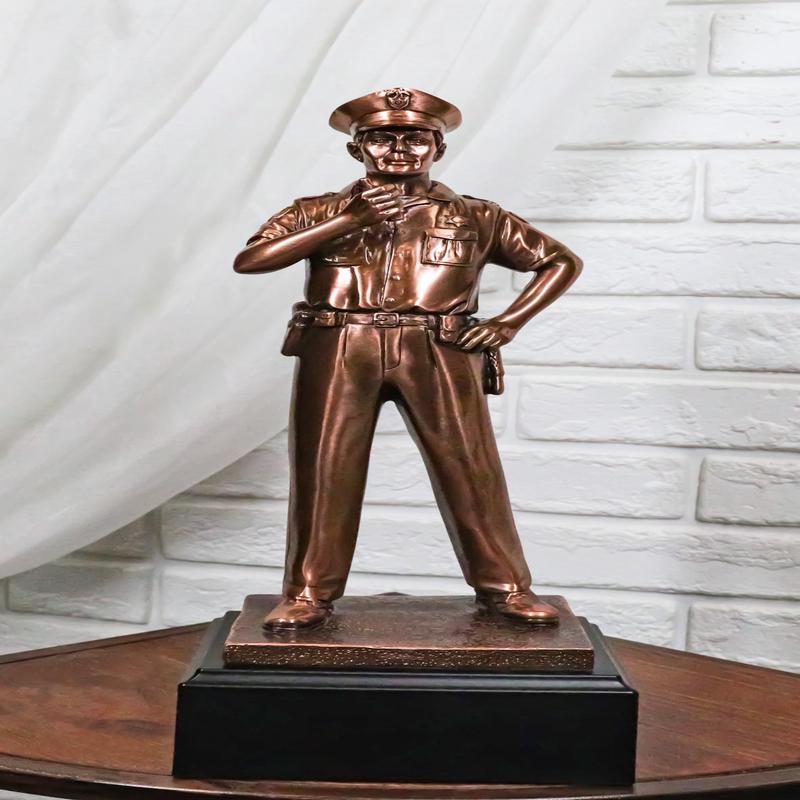 Ebros Police Man Officer Cop in Uniform Statue with Trophy Base 12" H