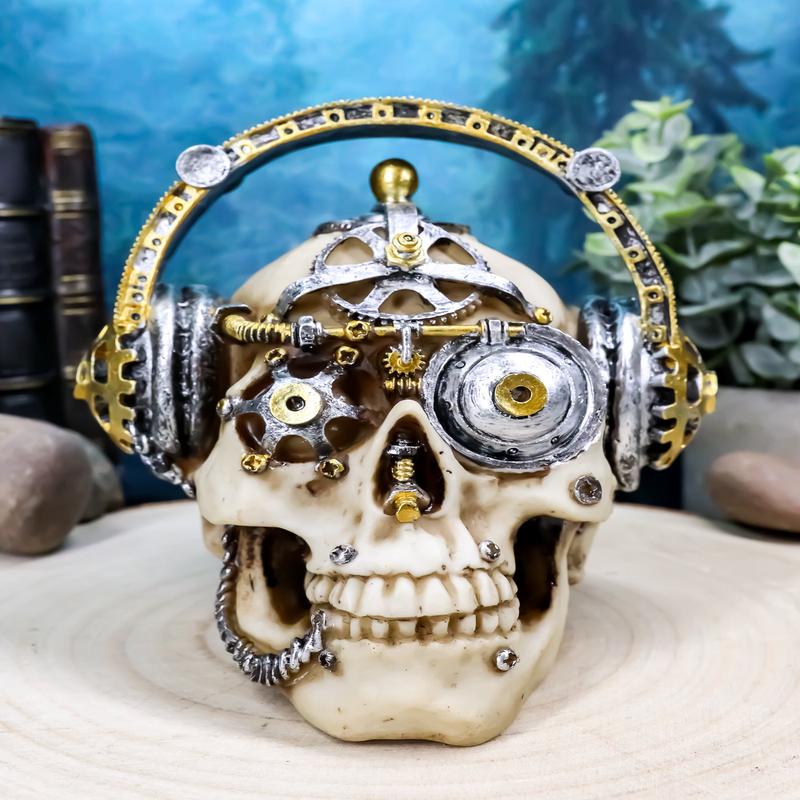 Ebros Steampunk Cyborg R&B Funk Music Fanatic with Headphone 5.75"L Figurine