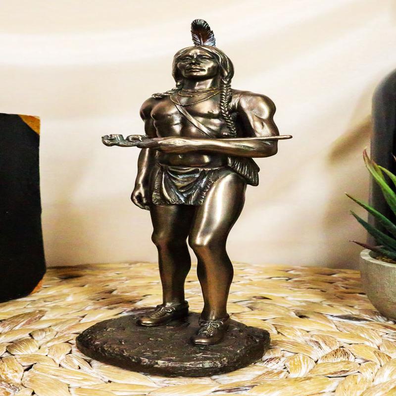 Ebros The Great Massasoit Sachem Carrying Chanunpa Decor Figurine Warrior 9"H