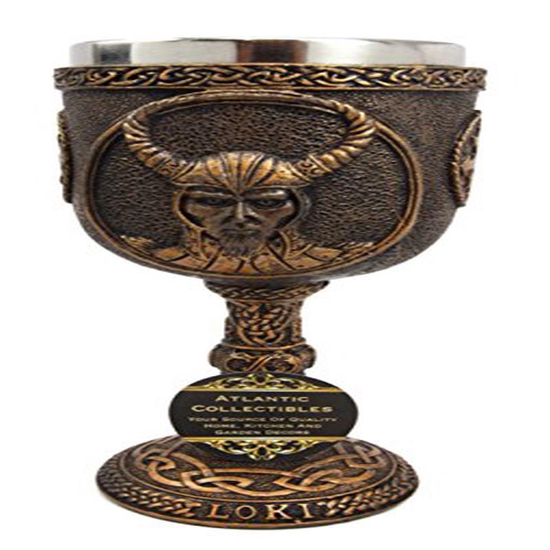 Ebros Gift Norse Mythology Shapeshifter Trickster God Jotunn Loki 6oz Resin Wine Goblet Chalice With Stainless Steel Liner