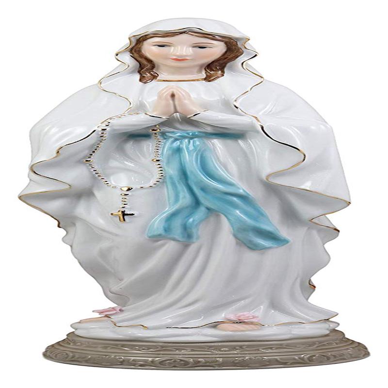 Ebros Gift Our Lady of Lourdes Roman Catholic Blessed Virgin Mary Fine Porcelain Statue 16" Tall Home Altar Decor Sculpture The Marian Apparitions Christian Decorative Earthenware
