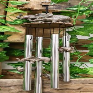 Ebros Gift Pachyderm Elephant Family Striding The Plains Resonant Relaxing Wind Chime Patio Garden Decor Decorative Figurine Noisemaker Elephants Baby Calf Safari Grasslands