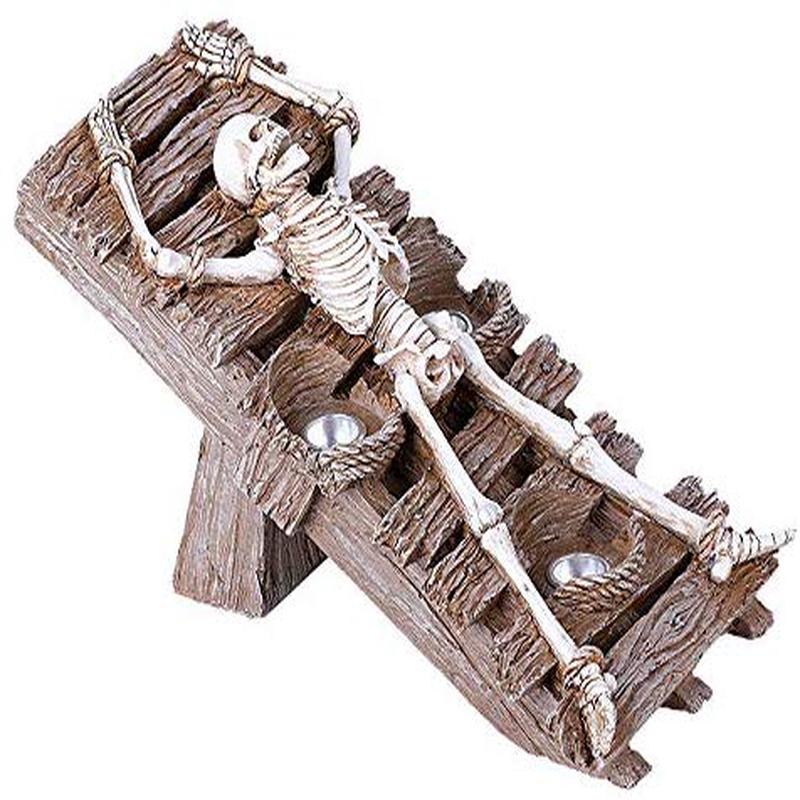 Ebros Gift Skeleton Racking Resin Figurine Candle Holder