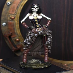 Ebros Gift Steampunk Skeleton Costume Lady Figurine 7.5" H Skeleton Detective Inspector Baroness Sculpture