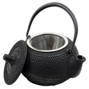 Ebros Japanese Tetsubin Black Cast Iron Teapot Imperial Hobnail Design Tea Pot 9 fl oz