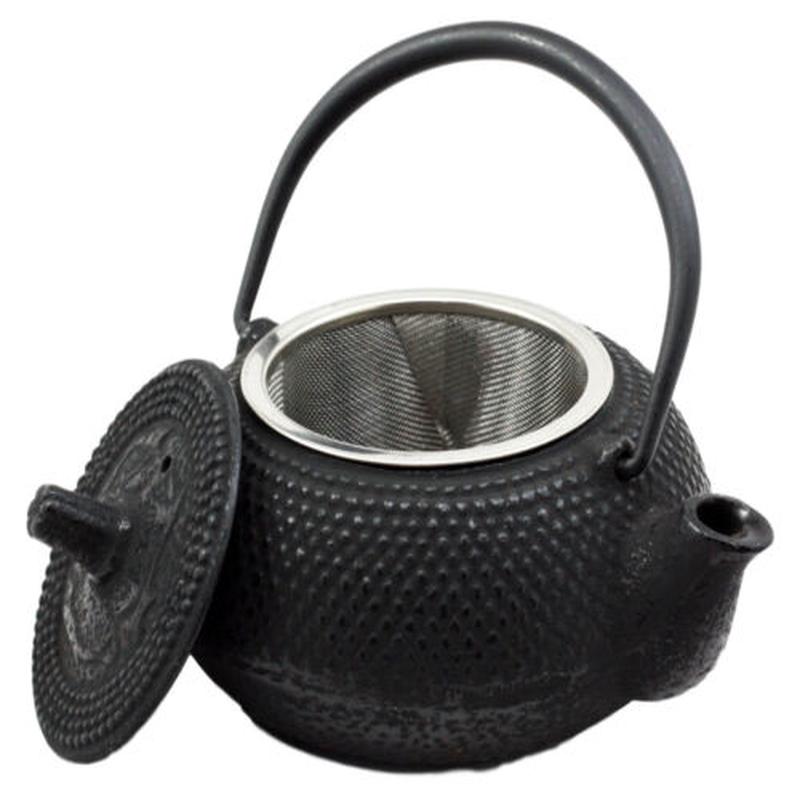 Ebros Japanese Tetsubin Black Cast Iron Teapot Imperial Hobnail Design Tea Pot 9 fl oz