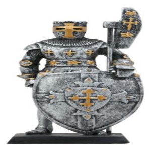 Ebros Medieval Crusader Knight With Bardiche Pole Axe And Large Shield Figurine 5"H