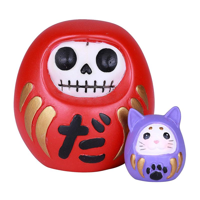Ebros Furrybones Japanese Daruma With Mouse Friend Skeleton Statue Toy Furry Bones